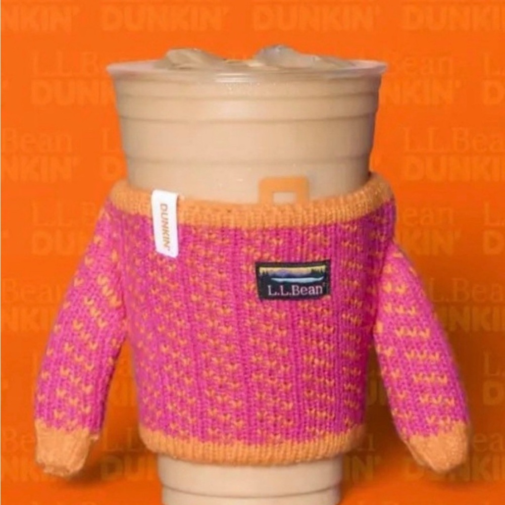 Dunkin L.L. Bean Pink and Orange Koozie Knit Sweater